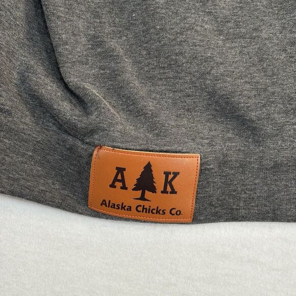 Alaska Chicks Company Hoodie Charcoal Gray Pullover Button Accents - Picture 6 of 12